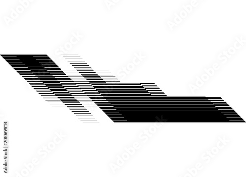 Vector striped pattern of thin black parallel lines on a white background for car body, motorcycle, toy, sportswear. Sporty design element with striped halftone. Trendy vector background for covers, a