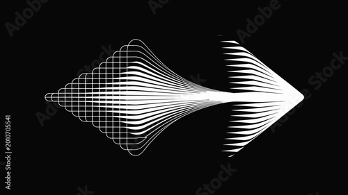 Expanding pulse wave arrow icon – Ideal for brand influence reports, communication technology, or market reach marketing materials.