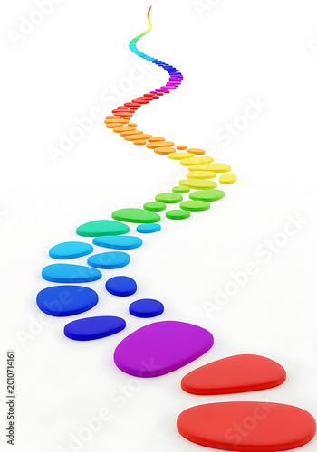 Colorful rainbow pathway of oval shapes on white background for design and creativity transparent background
