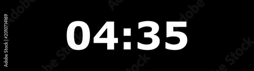 5Minute countdown animation on black background.Digital Countdown timer one minute animation from 300to0 seconds on transparent background.5 minutes countdown timer animation.4k video black background