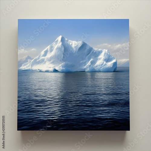Big Iceberg Floating in Water Under Clear Sky Near Coast