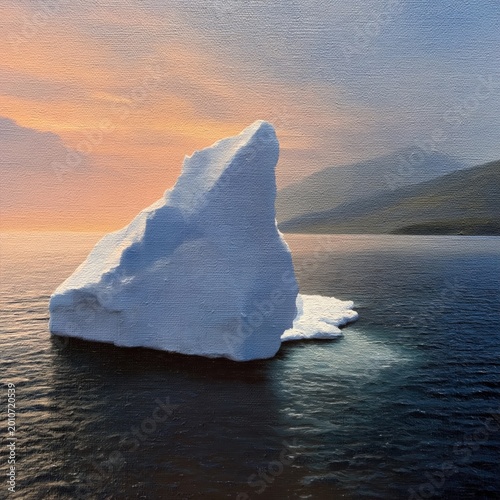 Big Iceberg Floating in Water Under Clear Sky Near Coast