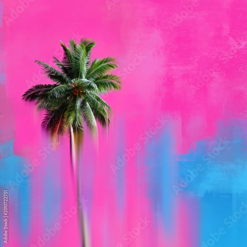 A Palm Tree Stands in the Center of Vibrant Colors