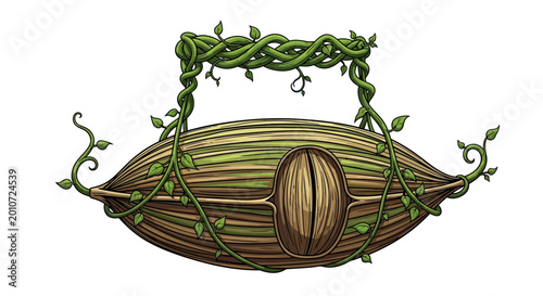 Bild auf Leinwand Intricate fantasy pod with vines and leaves in detailed digital art