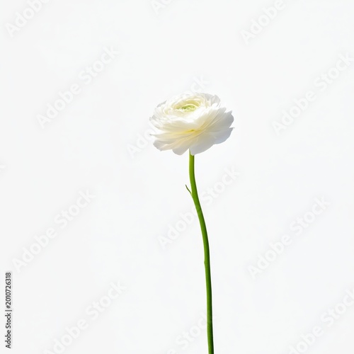White Flower Standing Tall Against a Plain Background in Bright Light