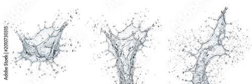 Fotografía Set and collection of fresh water splash explosion isolated on white background