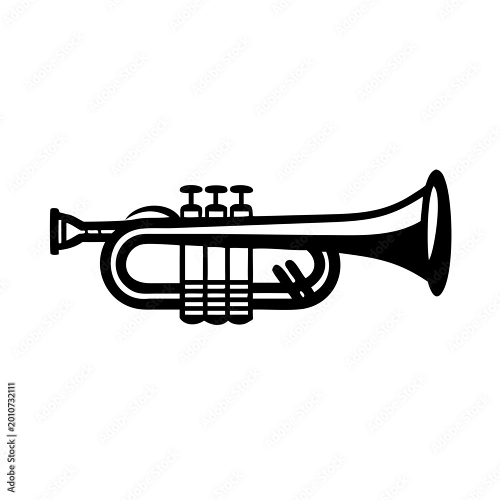 Obraz premium tromba trumpet instrument icon silhouette illustration for music band orchestra and sound design