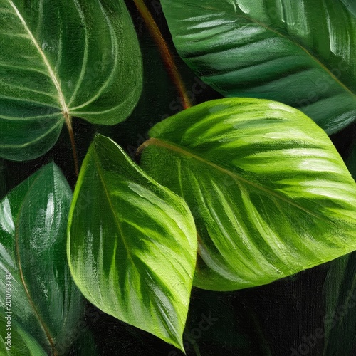 Green Leaves in a Close-Up View Showing Their Texture and Structure in Natura...