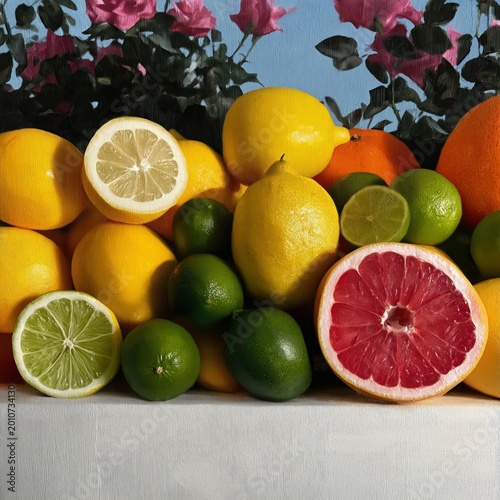 Fresh Fruits Arranged on a Wooden Table in a Colorful Setting During Daytime ...
