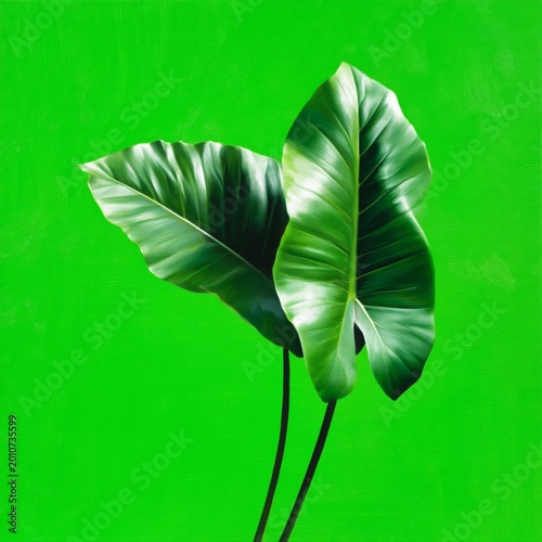 Green Tropical Leaves Stand Against a Bright Backdrop Showcasing Their Shape ...