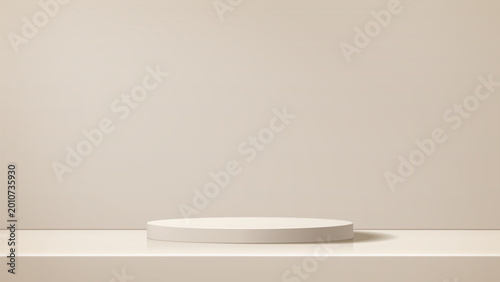 Minimalist light beige podium for product and goods presentation