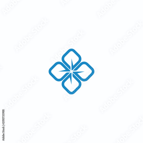 Floral Geometric logo Icon Vector, Abstract Four Petal Leaf Clover Symbol. Eco Branding, Modern Healthcare Logo Design, Creative Symmetry Element for Spa Wellness, Technology Software Startup Identity
