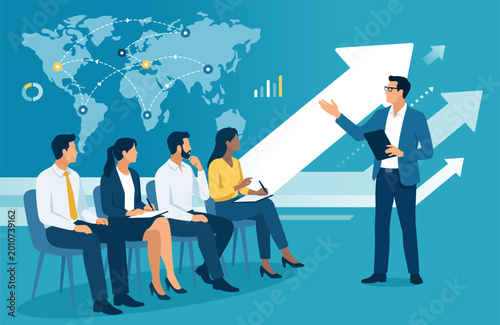  Leader. Growth. Strategy. Business vector illustration.

