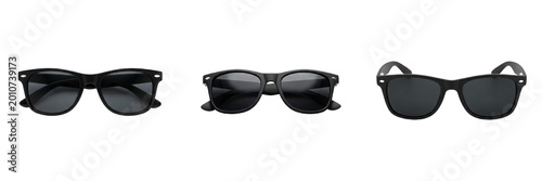 Canvastavla Set and collection of black plastic sunglasses isolated on white background