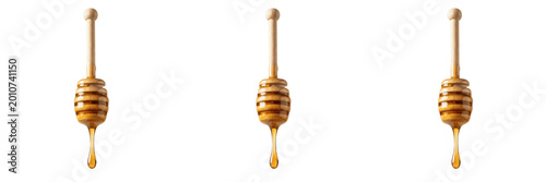 Fotografie Traditional Wooden Honey Dipper Drizzler Stick Kitchen Tool Natural Wood Syrupy
