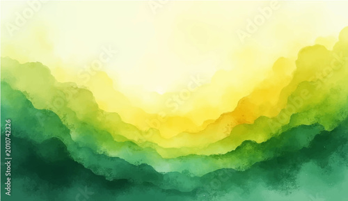 Foto A watercolor landscape painting of rolling hills transitions in hue from light to dark