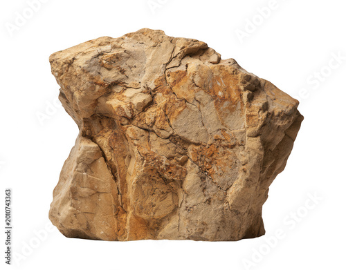 large rugged light brown and tan rock isolated on transparent background