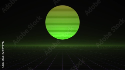 Glowing green circle on black background.