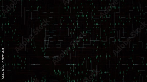 Glowing green code on black background.