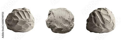 Quadro su tela Set of Natural Clay or Mud Masks Pieces Isolated on White Background, PNG