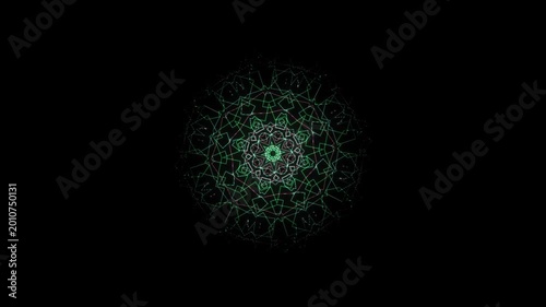 Glowing green and red geometric pattern.