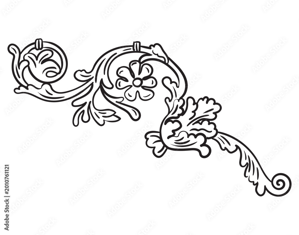 Fototapeta premium Decorative thin floral hand drawing design element vector illustration