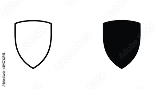 Professional shield emblem vector icon set in outline and solid black styles for security and protection themes Free Download Professional shield emblem vector icon set in outline and solid black styles for security and protection themes - GFXLoad