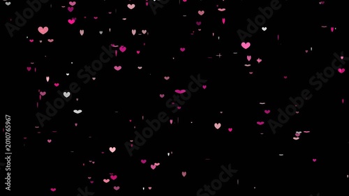 Floating Pink And White Hearts Falling On A Black Background
