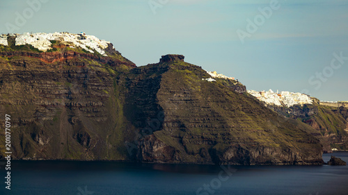 Fotografie View of Santorini caldera with traditional white architecture of Imerovigli vill