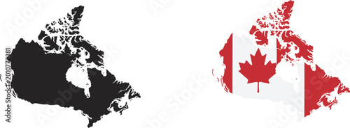 Tableau sur toile Canada Map Silhouette and Flag Outline