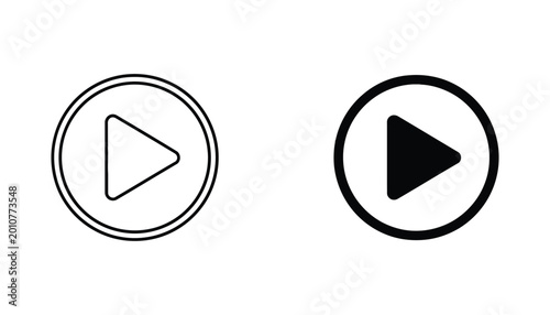 Free Download Play button icon inside a circular container in both outline and solid black filled vector styles - GFXLoad