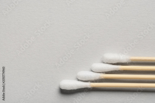 Cotton swabs on white backg...