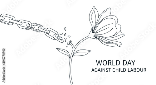 Bild auf Leinwand Broken Chain and Blooming Flower: Symbol of Freedom from Child Labor