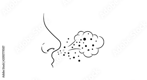 Foto Nose Exhaling Particles Cloud Icon - Simple Line Art Illustration