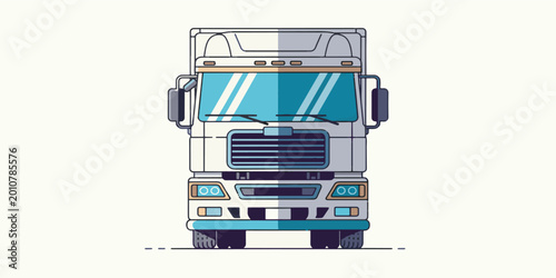 Large Semi Truck Front View Illustration.