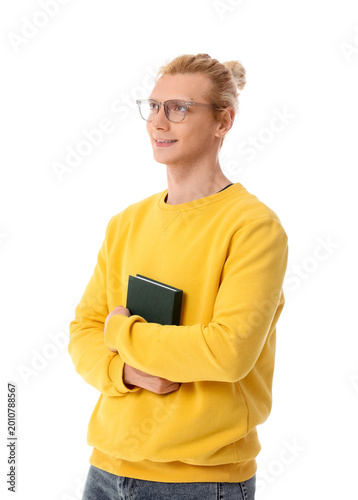 Young blonde man in eyeglas...