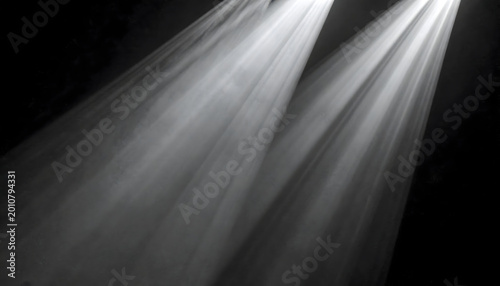 Cinematic White Spotlight Beams Piercing Through Smoky Darkness for Stage and Event Marketing
