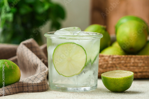 Glass of lime infused water...