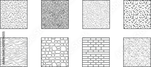 Foto Architectural and Material Texture Pattern Set, Construction Surface Vector Symbols Collection