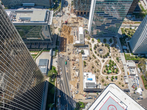 Canvas Print Top Down (Nadir) Aerial View Of Urban Subway Station Construction And Infrastruc