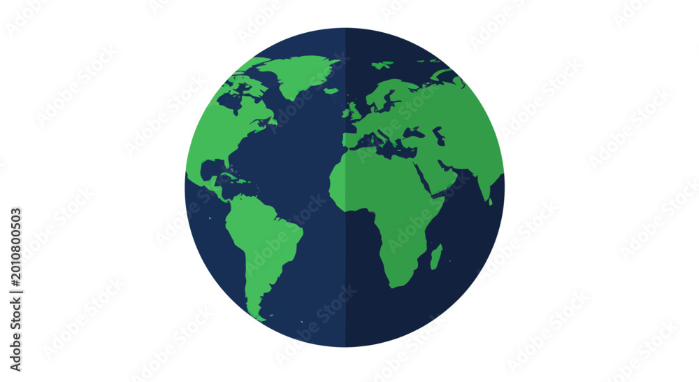 Fototapeta premium Stylized Earth Globe, World Map, Continents, Global Connection, White Background