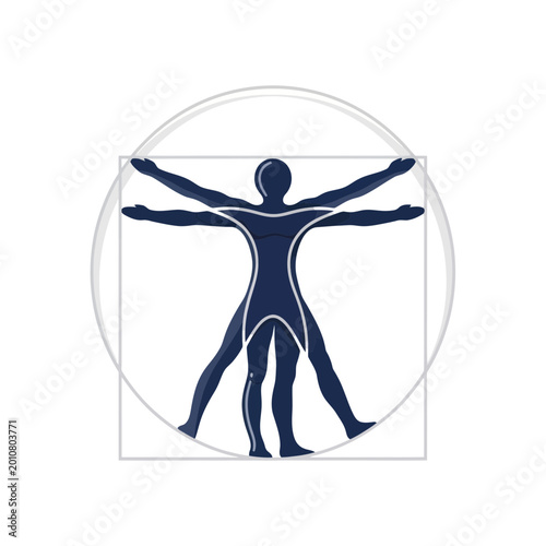 Foto Vitruvian Man Human Anatomy Diagram, Science and Proportions