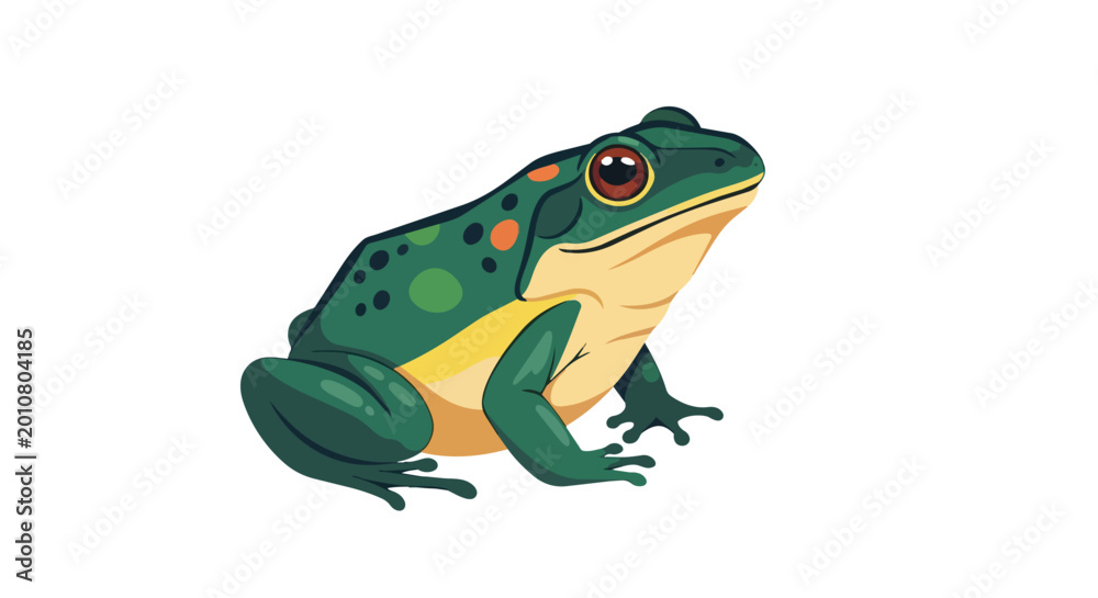 Fototapeta premium Green Spotted Frog Illustration Isolated on White Background