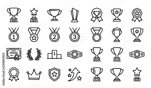 Foto Trophy cup and award icon set for winner, championship, victory and reward symbo