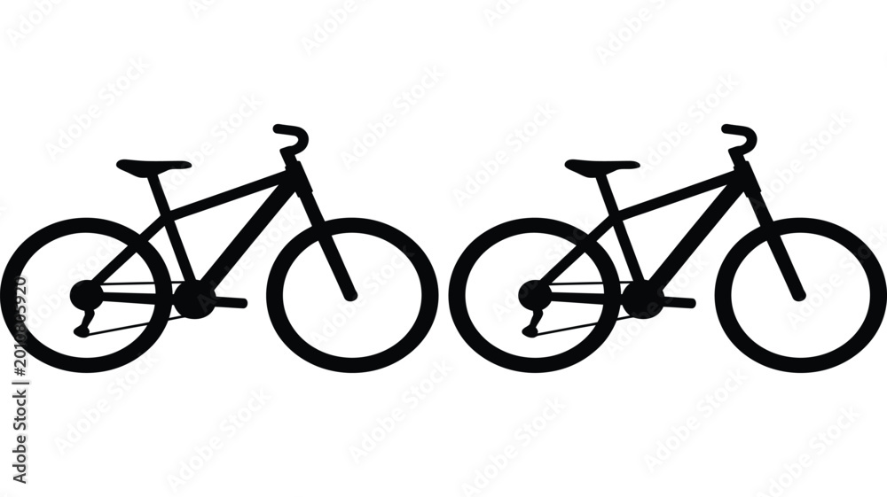 Fototapeta premium Bicycle Silhouette Side View Icon Set Minimal Cycling Illustration Collection 