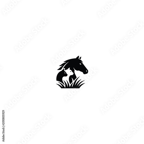 Fotografie A horse silhouette runs swiftly across a grassy field at sunset freely