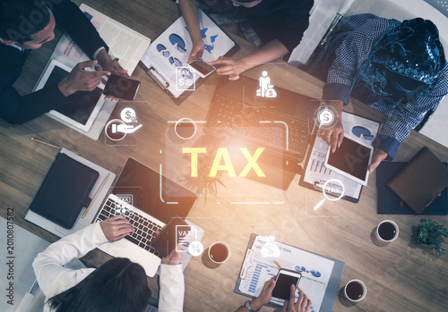 Obraz na płótnie Concept of tax preparation and financial compliance