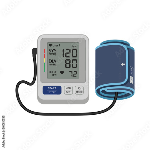 Digital blood pressure monitor and cuff for home use