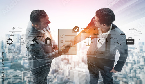 Quadro su tela The process of ensuring regulatory compliance and finalizing business legal agreements