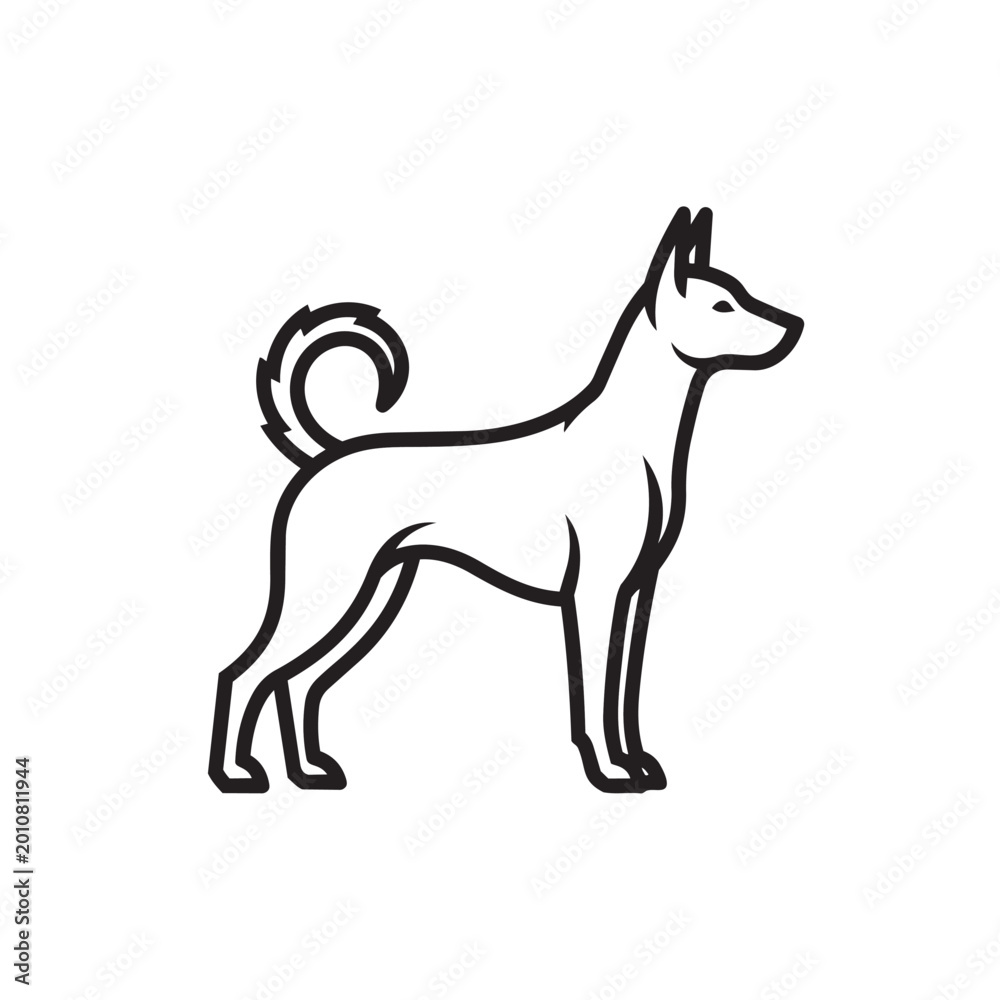 Fototapeta premium Stylized thick line drawing of a standing dog illustration graphic with domestic